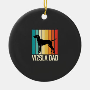 Retro Vizsla Dad Dog Silhouette Ceramic Tree Decoration