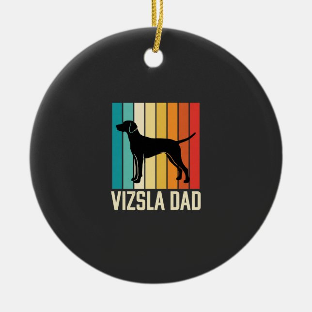 Retro Vizsla Dad Dog Silhouette Ceramic Tree Decoration (Front)