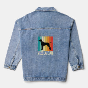 Retro Vizsla Dad Dog Silhouette Denim Jacket
