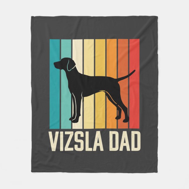 Retro Vizsla Dad Dog Silhouette Fleece Blanket (Front)