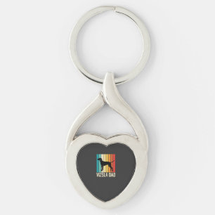 Retro Vizsla Dad Dog Silhouette Key Ring