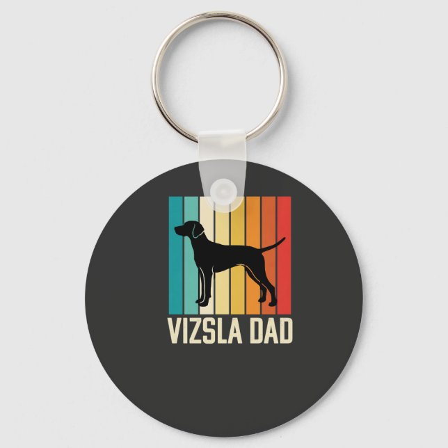 Retro Vizsla Dad Dog Silhouette Key Ring (Front)