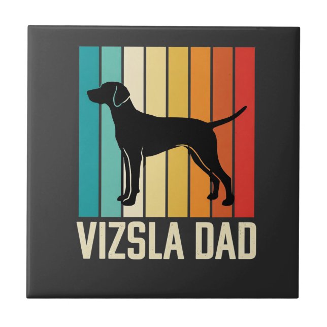 Retro Vizsla Dad Dog Silhouette Tile (Front)