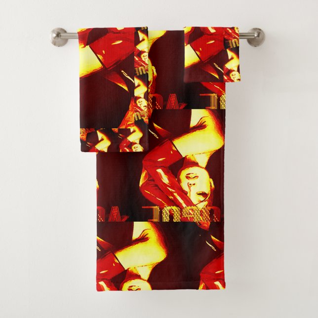 Retro Vogue Cover‑Style Illustration Bath Towel Set (Insitu)
