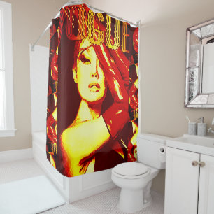 Retro Vogue Cover‑Style Illustration Shower Curtain
