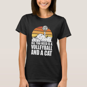 Retro Volleyball Feline Vball Beach  Vintage Volle T-Shirt