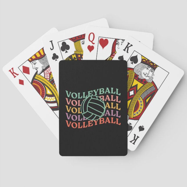 Retro Volleyball Sport Playing Cards (Back)