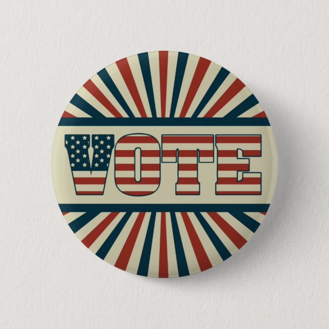 Retro vote, all gear 6 cm round badge (Front)