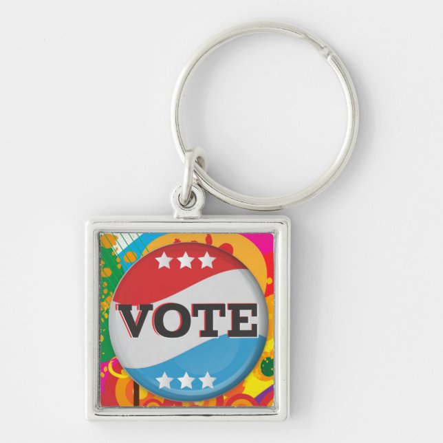 Retro Vote Badge Key Ring (Front)