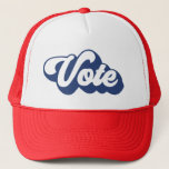 Retro Vote | Blue Trucker Hat<br><div class="desc">Get out and vote this election year! This hat features the text Vote in a blue retro font! Also available in red</div>