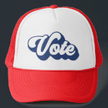 Retro Vote | Blue Trucker Hat<br><div class="desc">Get out and vote this election year! This hat features the text Vote in a blue retro font! Also available in red</div>