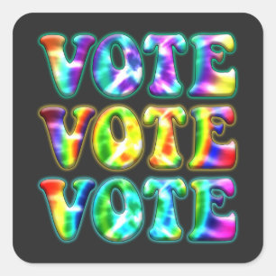 Retro Vote Get Out the Vote with Vintage Tie Dye Square Sticker