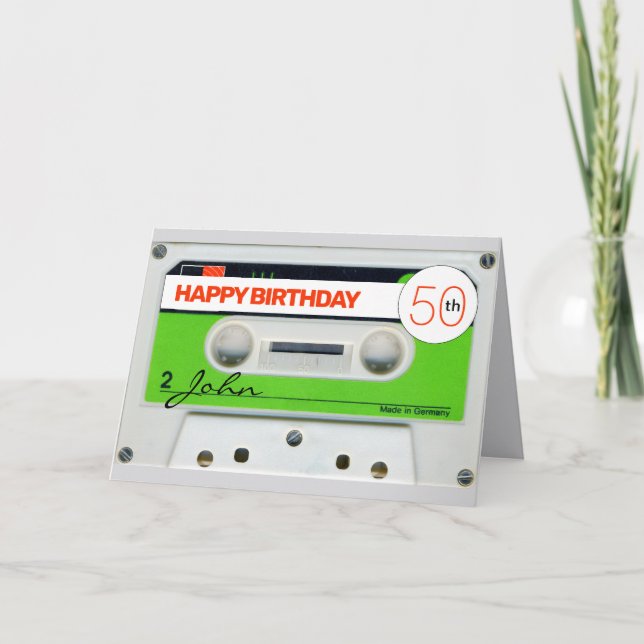 Retro W1 Audiotape K7 50th birthday recto-verso C Card (Front)