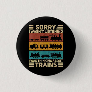 Retro Wagon Train Lover Model Railroad Conductor F 3 Cm Round Badge