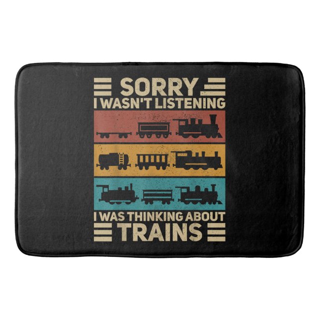 Retro Wagon Train Lover Model Railroad Conductor F Bath Mat (Front)