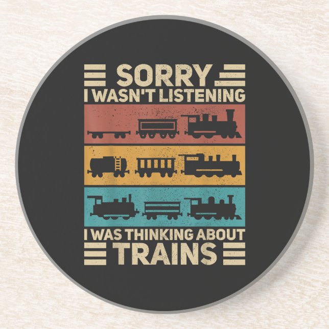 Retro Wagon Train Lover Model Railroad Conductor F Coaster (Front)