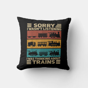 Retro Wagon Train Lover Model Railroad Conductor F Cushion