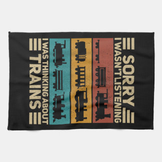 Retro Wagon Train Lover Model Railroad Conductor F Tea Towel