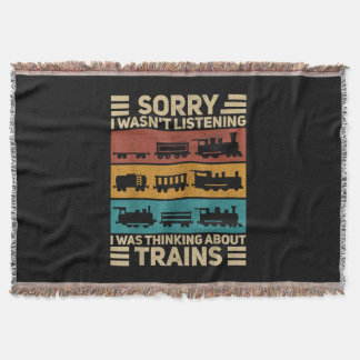 Retro Wagon Train Lover Model Railroad Conductor F Throw Blanket