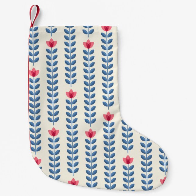 Retro wallpaper - floral pattern with abstract sca small christmas stocking (Front)