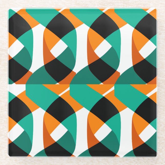 Retro Wallpaper: Vintage Design Glass Coaster (Front)