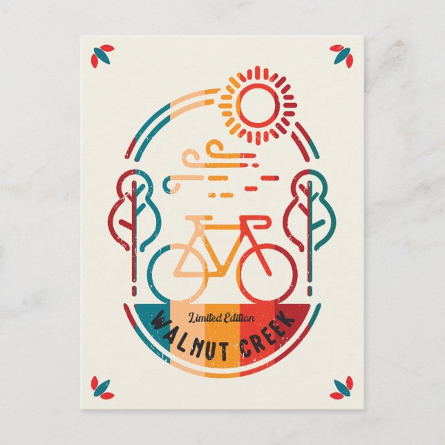 Retro Walnut Creek Bike Trail. Postcard (Front)