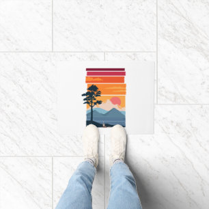 Retro Wanderlust Sunset Mountain Nature’s Beauty Doormat