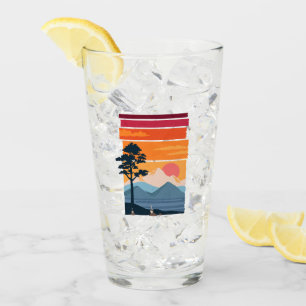 Retro Wanderlust Sunset Mountain Nature’s Beauty Glass