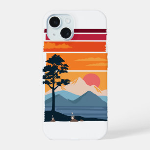 Retro Wanderlust Sunset Mountain Nature’s Beauty iPhone 15 Case