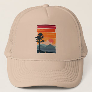 Retro Wanderlust Sunset Mountain Nature’s Beauty Trucker Hat