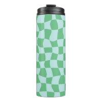 Retro Warped Pastel Blue Checks Chequered