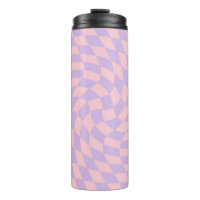 Retro Warped Pastel Lilac Pink Checks Chequered 