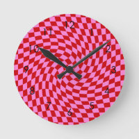 Retro Warped Red Pink Checks Chequered     