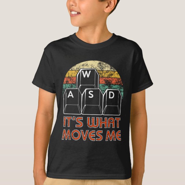 Retro Wasd Gaming Keys Funny Pc Gamer Design  T-Shirt (Front)