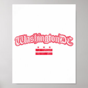 Retro Washington Dc Flag Souvenir Long Sleeve Poster
