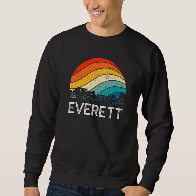Retro Washington Everett Skyline Vintage Urban Sky Sweatshirt (Front)