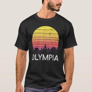 Retro Washington Olympia Skyline Vintage Urban Bui T-Shirt