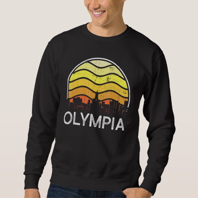 Retro Washington Olympia Visitors Skyline Vintage  Sweatshirt (Front)