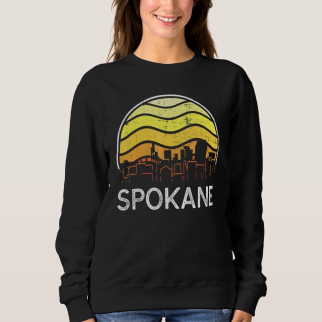 Retro Washington Spokane Visitors Skyline Vintage  Sweatshirt (Front)