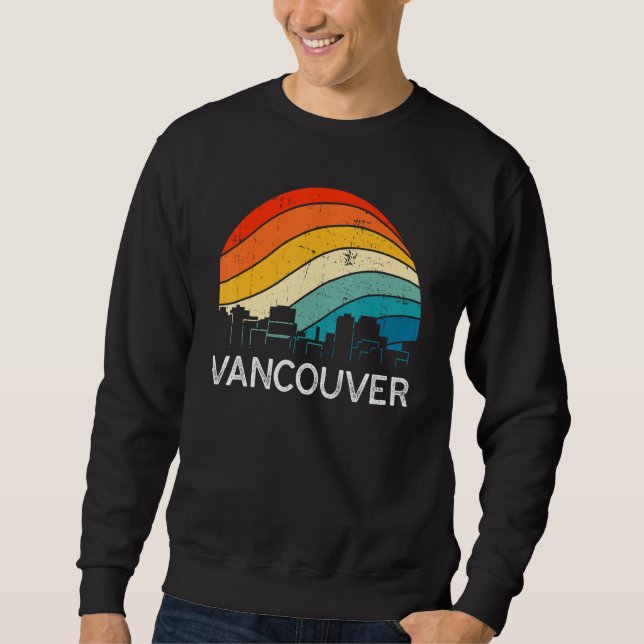 Retro Washington Vancouver Skyline Vintage Urban S Sweatshirt (Front)