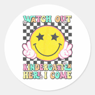 Retro Watch Out Kindergarten Here I Come Back To S Classic Round Sticker
