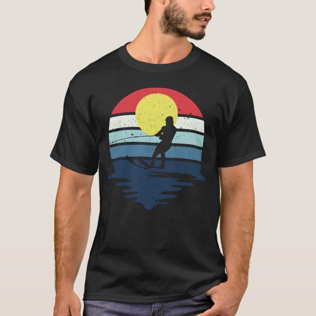 Retro Water Ski Skiing Sunset Water Sports friend T-Shirt (Front)