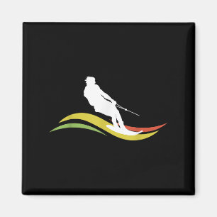 Retro Water Ski Skiing Waterski Waterskiing Waves Magnet