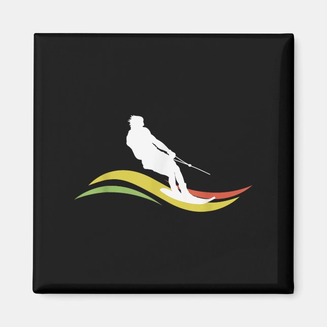 Retro Water Ski Skiing Waterski Waterskiing Waves  Magnet (Front)