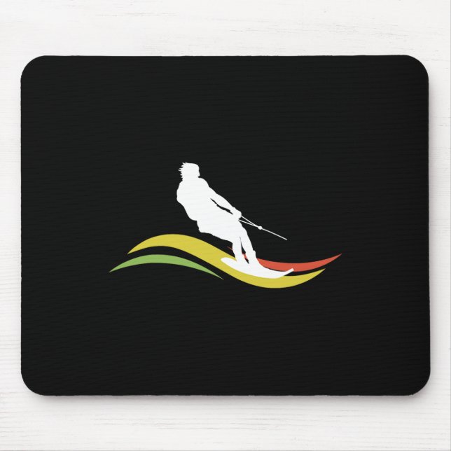 Retro Water Ski Skiing Waterski Waterskiing Waves  Mouse Pad (Front)