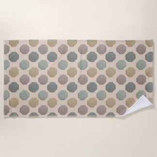 Retro Watercolor Beach Umbrella Pattern Faded Sand Towel