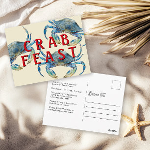 Retro Watercolor Crab Feast Postcard