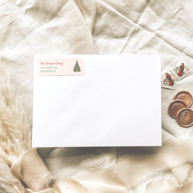 Retro Watercolor Red Green Christmas Bow Tree  (Creator Uploaded)