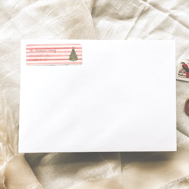 Retro Watercolor Red Stripes Christmas Tree  (Creator Uploaded)