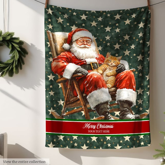 Retro Watercolor Santa Claus Holiday Blanket (Retro Watercolor Santa Claus Holiday Blanket)